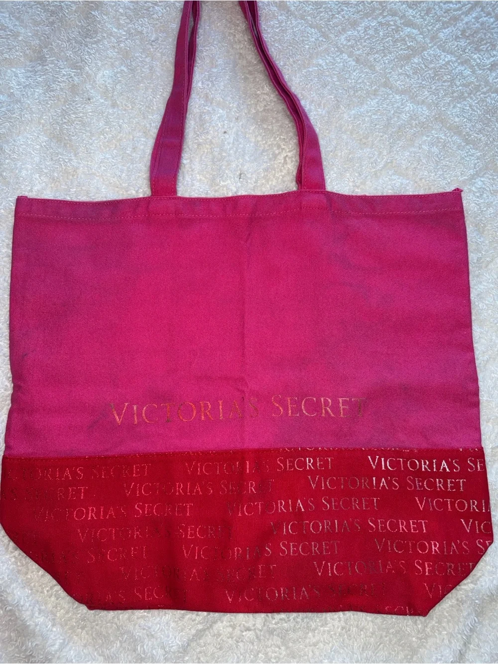 Victoria's Secret Hot Pink and Red Canvas Tote